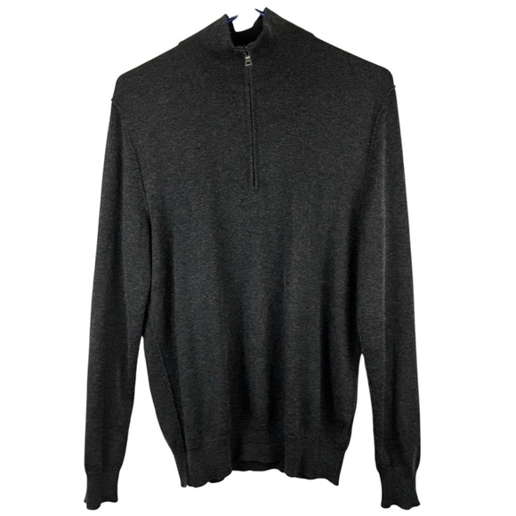 Men’s Banana Republic Silk Cashmere 1/4 Zip Sweater Size M Dark gray Business - Picture 1 of 9